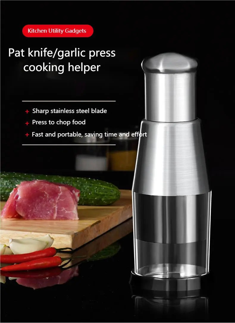 Kitchen Gadgets Garlic Press Manual Garlic Cutter Crusher Stainless Steel Pat Knife Handheld Food Chopper Slicer Garlic Chopper