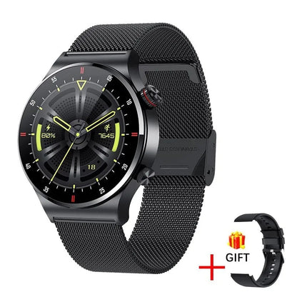 LIGE ECG+PPG Bluetooth Call Smart Watch Men 2023 Sports Bracelet NFC Waterproof Custom Watch Face Men SmartWatch For IOS Android black mesh