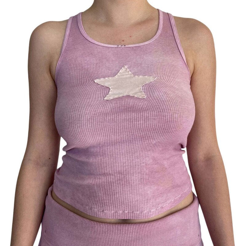 Ladies Slim Camisole Women Crop Tops Summer Clothes Girls Creative Plant Rhinestone Round Collar Sleeveless Base Shirt 13B