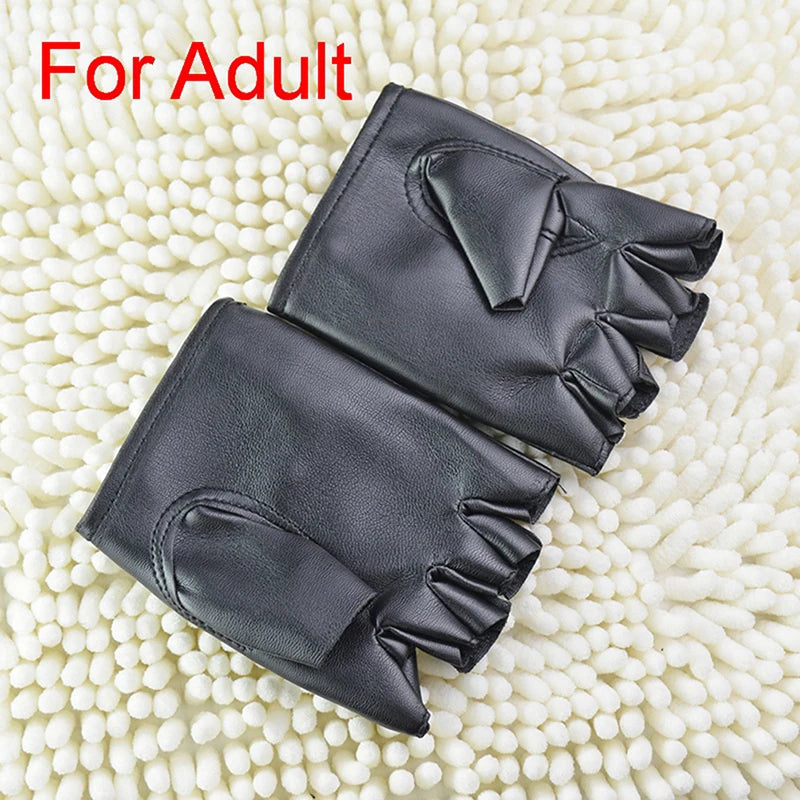 Leather Gloves Black Fingerless Driving Fashion Men Women Half Finger Gloves New A