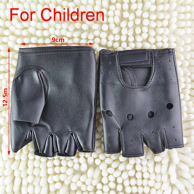 Leather Gloves Black Fingerless Driving Fashion Men Women Half Finger Gloves New B