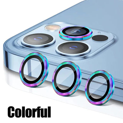 Lens Protector Glass for iPhone 11 Pro Max Plus Camera Lens Protection For iPhone Mini Metal Ring Camera Film Colorful