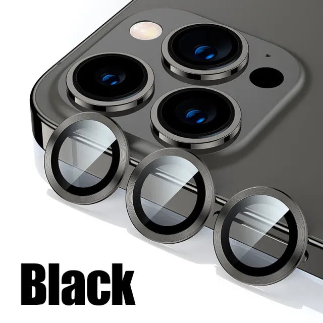 Lens Protector Glass for iPhone 13 Pro Max Plus Camera Lens Protection For iPhone Mini Metal Ring Camera Film Black