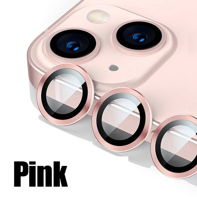 Lens Protector Glass for iPhone 13 Pro Max Plus Camera Lens Protection For iPhone Mini Metal Ring Camera Film Pink