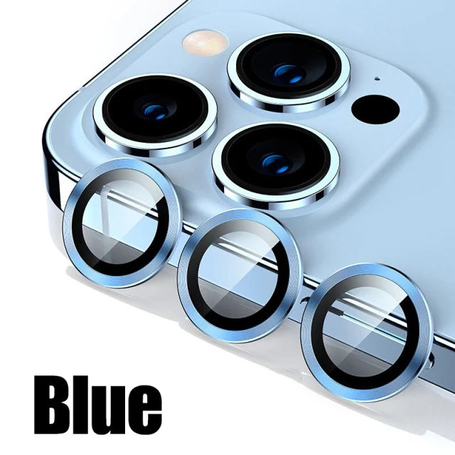 Lens Protector Glass for iPhone 13 Pro Max Plus Camera Lens Protection For iPhone Mini Metal Ring Camera Film Blue