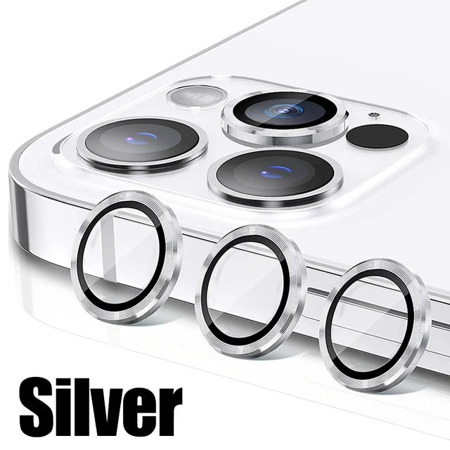 Lens Protector Glass for iPhone 13 Pro Max Plus Camera Lens Protection For iPhone Mini Metal Ring Camera Film Silver
