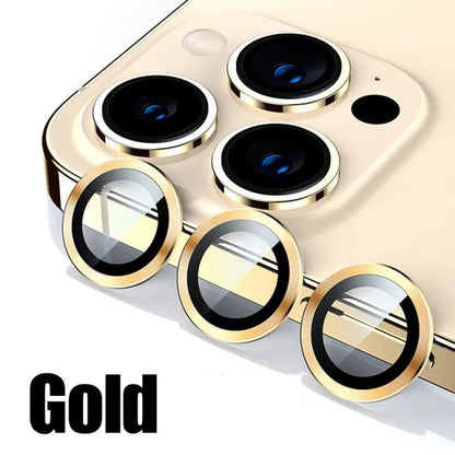 Lens Protector Glass for iPhone 13 Pro Max Plus Camera Lens Protection For iPhone Mini Metal Ring Camera Film Gold