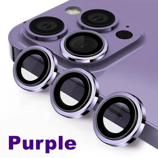 Lens Protector Glass for iPhone 14 Pro Max 14 Plus Camera Lens Protection For iPhone Mini Metal Ring Camera Film Purple