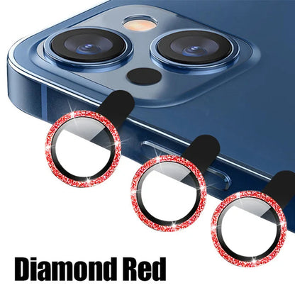 Lens Protector Glass for iPhone 14 Pro Max 14 Plus Camera Lens Protection For iPhone Mini Metal Ring Camera Film Diamond Red