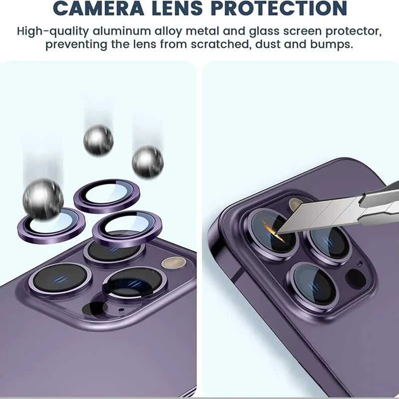Lens Protector Glass for iPhone 14 Pro Max 14 Plus Camera Lens Protection For iPhone Mini Metal Ring Camera Film