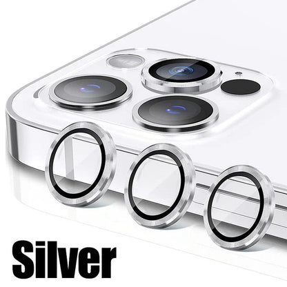 Lens Protector Glass for iPhone 14 Pro Max 14 Plus Camera Lens Protection For iPhone Mini Metal Ring Camera Film Silver