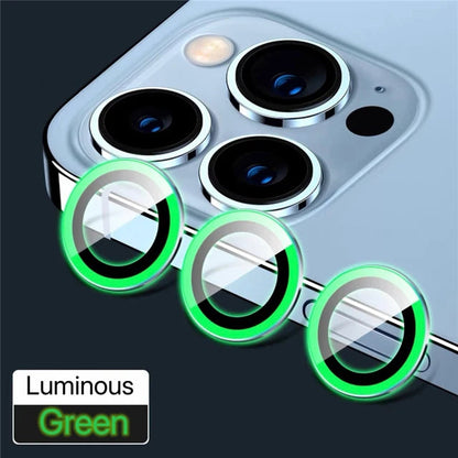 Lens Protector Glass for iPhone 14 Pro Max 14 Plus Camera Lens Protection For iPhone Mini Metal Ring Camera Film Luminous Green