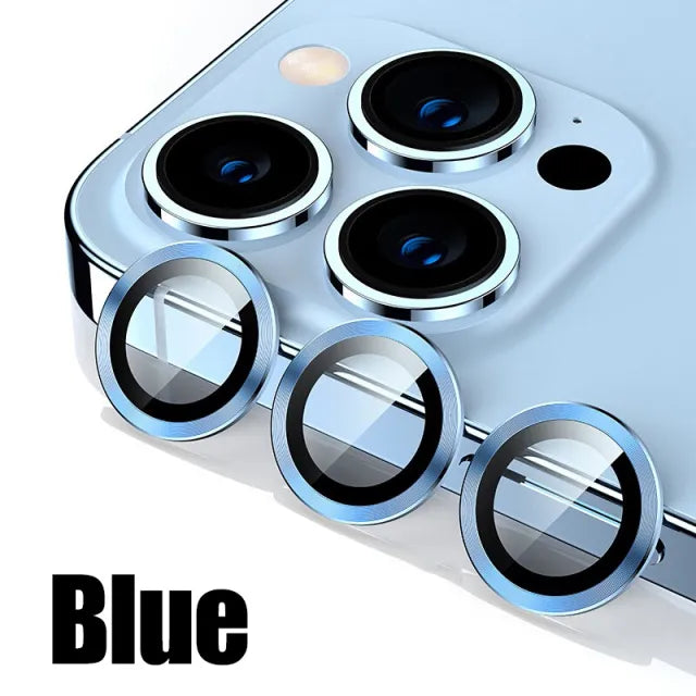 Lens Protector Glass for iPhone 14 Pro Max 14 Plus Camera Lens Protection For iPhone Mini Metal Ring Camera Film Blue