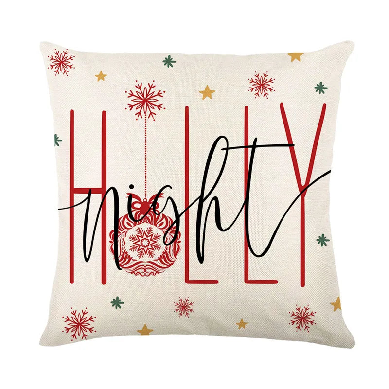 Linen Merry Christmas Pillow Cover 45x45cm Throw Pillowcase Winter Christmas Decorations for Home Tree Deer Sofa Cushion Cover 12
