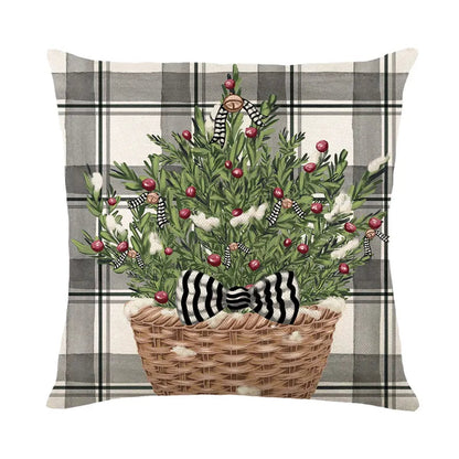 Linen Merry Christmas Pillow Cover 45x45cm Throw Pillowcase Winter Christmas Decorations for Home Tree Deer Sofa Cushion Cover 9