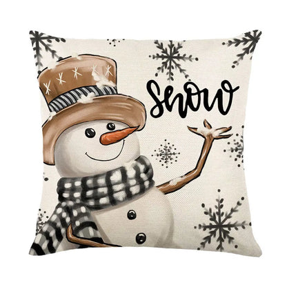 Linen Merry Christmas Pillow Cover 45x45cm Throw Pillowcase Winter Christmas Decorations for Home Tree Deer Sofa Cushion Cover