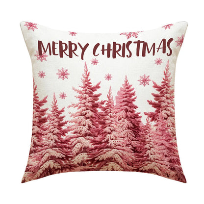 Linen Merry Christmas Pillow Cover 45x45cm Throw Pillowcase Winter Christmas Decorations for Home Tree Deer Sofa Cushion Cover 22