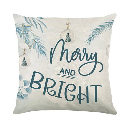 Linen Merry Christmas Pillow Cover 45x45cm Throw Pillowcase Winter Christmas Decorations for Home Tree Deer Sofa Cushion Cover 25