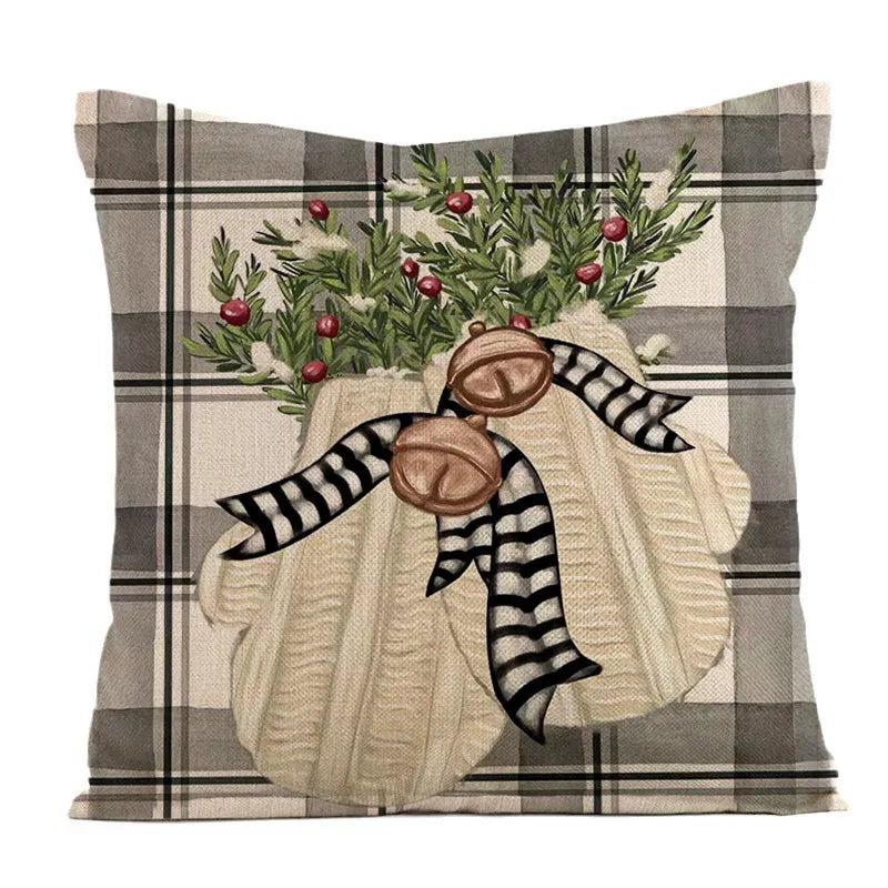 Linen Merry Christmas Pillow Cover 45x45cm Throw Pillowcase Winter Christmas Decorations for Home Tree Deer Sofa Cushion Cover