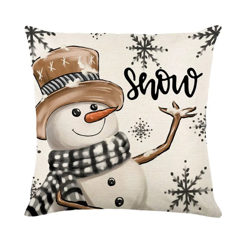 Linen Merry Christmas Pillow Cover 45x45cm Throw Pillowcase Winter Christmas Decorations for Home Tree Deer Sofa Cushion Cover 7