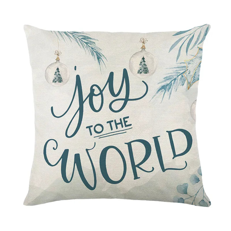 Linen Merry Christmas Pillow Cover 45x45cm Throw Pillowcase Winter Christmas Decorations for Home Tree Deer Sofa Cushion Cover 26