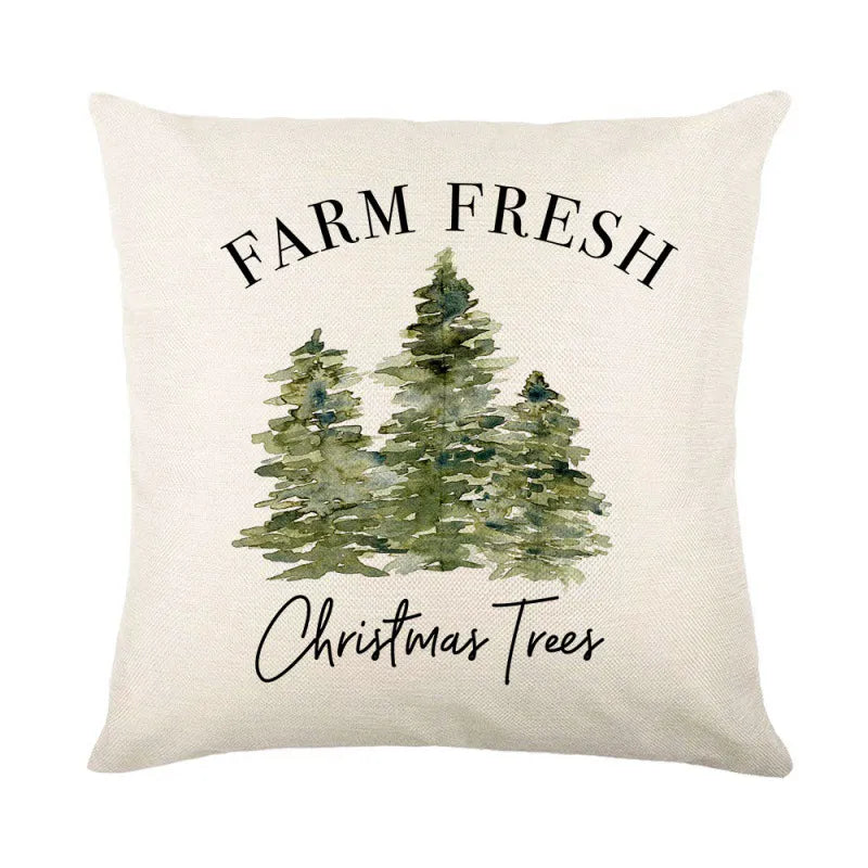 Linen Merry Christmas Pillow Cover 45x45cm Throw Pillowcase Winter Christmas Decorations for Home Tree Deer Sofa Cushion Cover 34