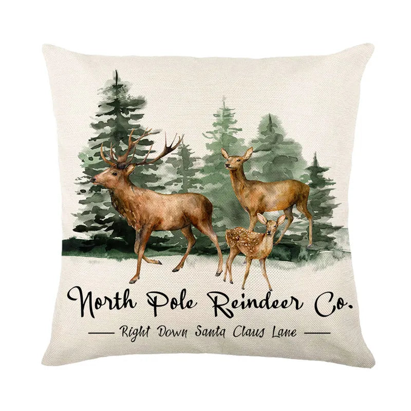Linen Merry Christmas Pillow Cover 45x45cm Throw Pillowcase Winter Christmas Decorations for Home Tree Deer Sofa Cushion Cover 3