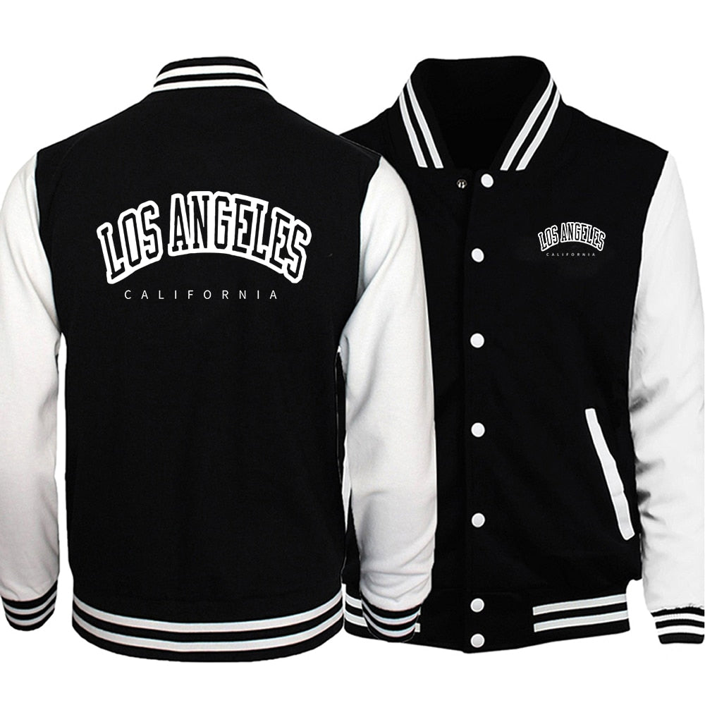 Los Angeles, California USA City Retro Letter Mens Clothes Loose Fashion Baseball Uniform Casual New Tops Comics Male Jackets