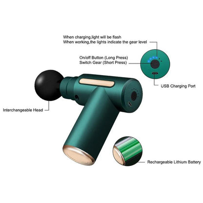 Massage Gun Electric Massager Portable Percussion Muscle Relax Pain Relief Body Neck Back Vibration Massaged