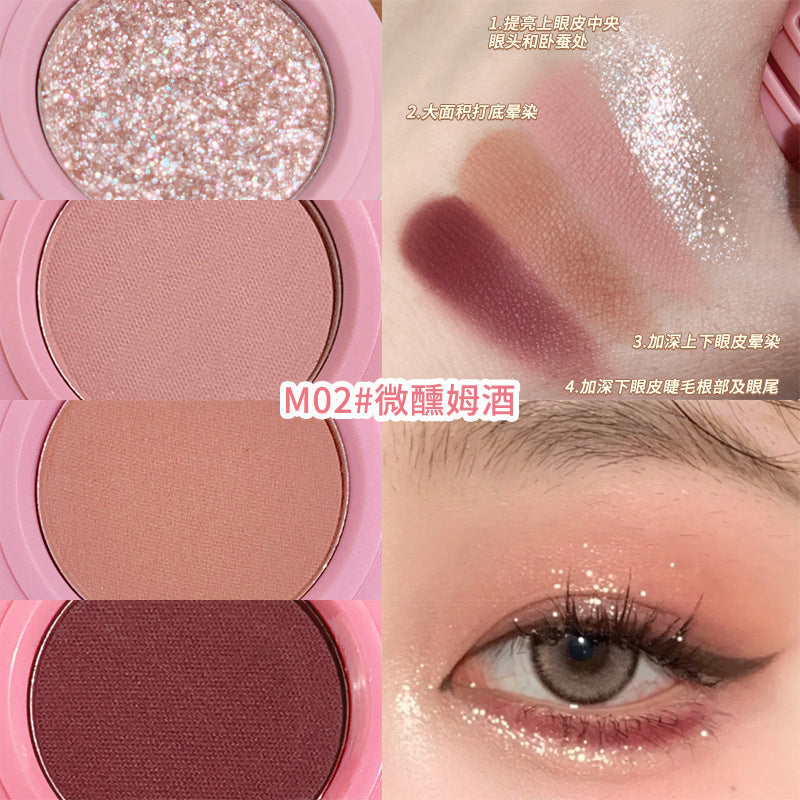Matte Highlighter Blush Palette - Pearly Blush, Silkworm Eyeshadow, Brighten Contour Makeup