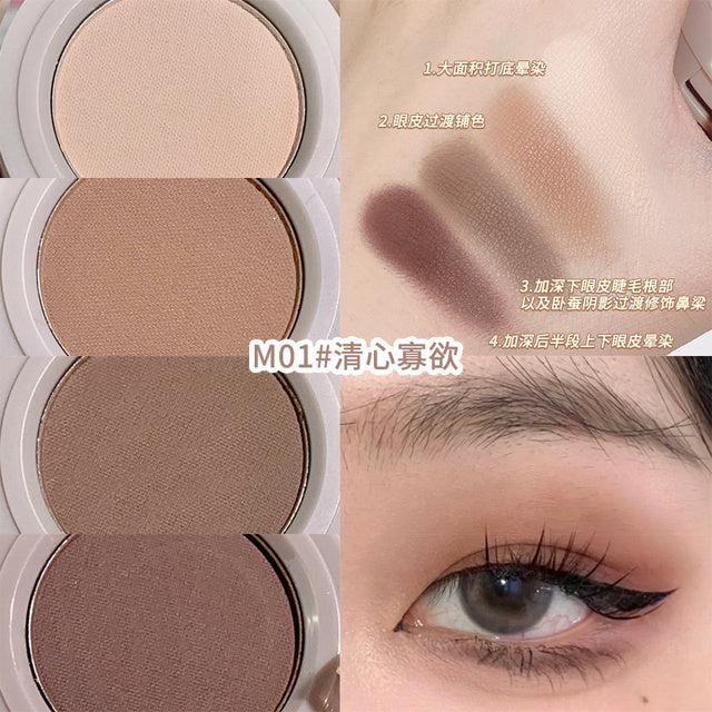 Matte Highlighter Blush Palette - Pearly Blush, Silkworm Eyeshadow, Brighten Contour Makeup 4 In 1-01