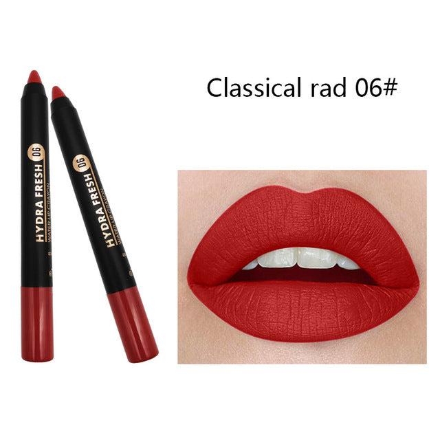 Matte Velvet Lipstick Pencil Waterproof Long Lasting Sexy Red Lip Sticks Non-Stick Cup Makeup Lip Tint Pencil Cosmetics 9 Colors 06