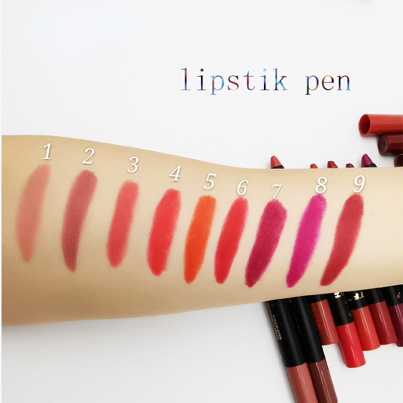 Matte Velvet Lipstick Pencil Waterproof Long Lasting Sexy Red Lip Sticks Non-Stick Cup Makeup Lip Tint Pencil Cosmetics 9 Colors