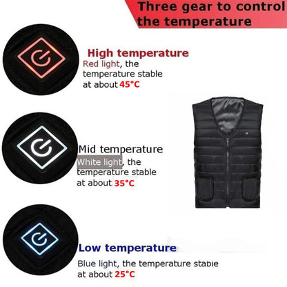 Men Autumn winter Smart heating Cotton Vest 9 area Heated V neck vest Women Outdoor Flexible Thermal Winter Warm Jacket M-7XL