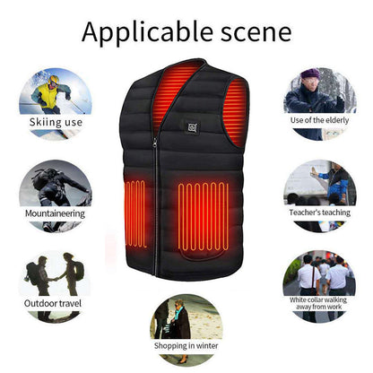 Men Autumn winter Smart heating Cotton Vest 9 area Heated V neck vest Women Outdoor Flexible Thermal Winter Warm Jacket M-7XL