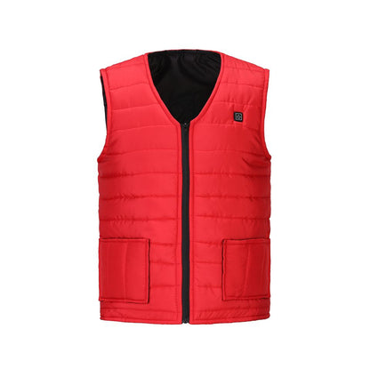 Men Autumn winter Smart heating Cotton Vest 9 area Heated V neck vest Women Outdoor Flexible Thermal Winter Warm Jacket M-7XL