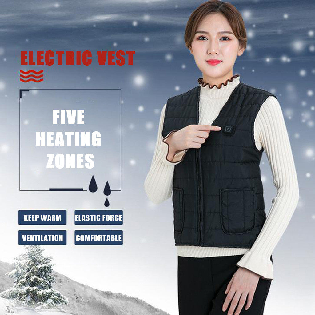 Men Autumn winter Smart heating Cotton Vest 9 area Heated V neck vest Women Outdoor Flexible Thermal Winter Warm Jacket M-7XL