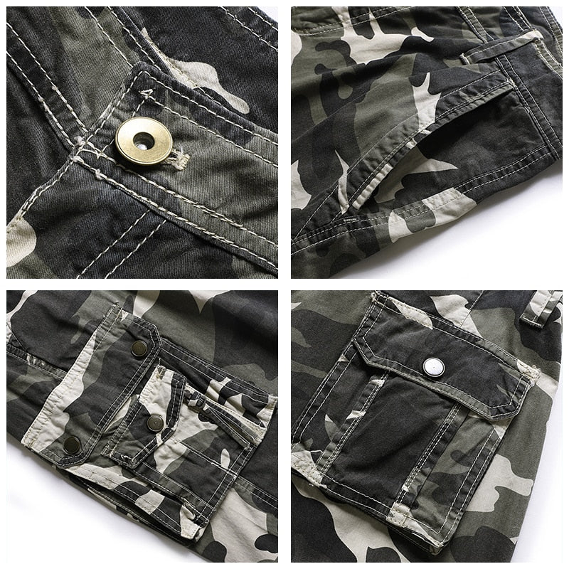 Men Camouflage Cargo Shorts Summer New Hot Cotton Outdoor Casual Short Pants Men Multi Pocket Tactical Military Shorts Men