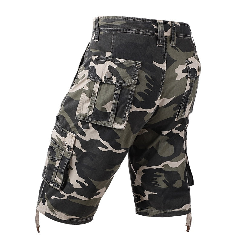 Men Camouflage Cargo Shorts Summer New Hot Cotton Outdoor Casual Short Pants Men Multi Pocket Tactical Military Shorts Men