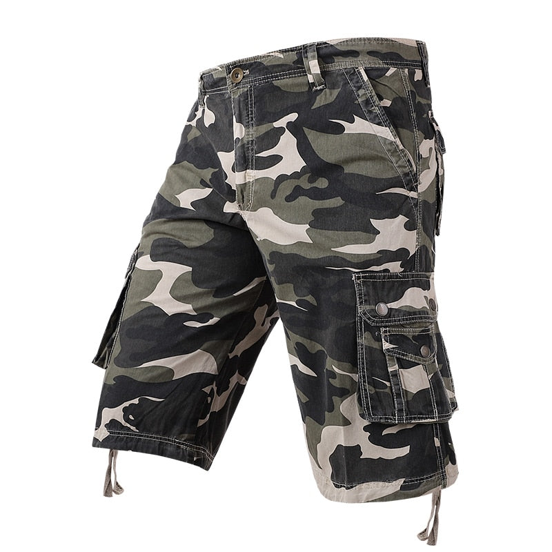 Men Camouflage Cargo Shorts Summer New Hot Cotton Outdoor Casual Short Pants Men Multi Pocket Tactical Military Shorts Men 59 Light ArmyGreen