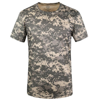 Men Camouflage Hiking T-Shirts Quick Drying Breathable Short Sleeve Military Tactical Tops Ourdoor Hunting Military T Shirt