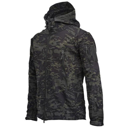 Men Military Tactical Hiking Jacket Outdoor Windproof Fleece Thermal Sport Waterproof Hunting Clothes Hooded Army Camo Outerwear fleece night