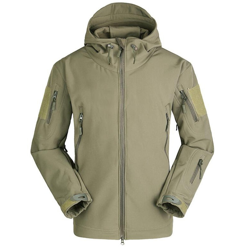 Men Military Tactical Hiking Jacket Outdoor Windproof Fleece Thermal Sport Waterproof Hunting Clothes Hooded Army Camo Outerwear
