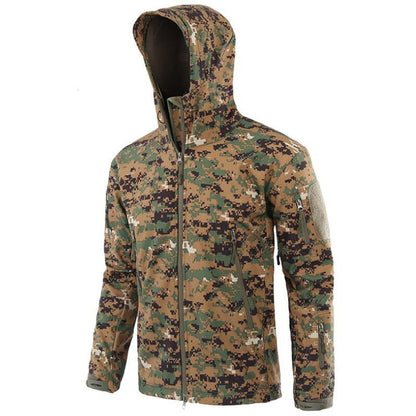 Men Military Tactical Hiking Jacket Outdoor Windproof Fleece Thermal Sport Waterproof Hunting Clothes Hooded Army Camo Outerwear jungle digital