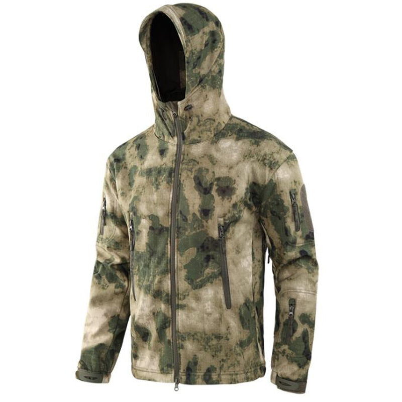 Men Military Tactical Hiking Jacket Outdoor Windproof Fleece Thermal Sport Waterproof Hunting Clothes Hooded Army Camo Outerwear new ruins
