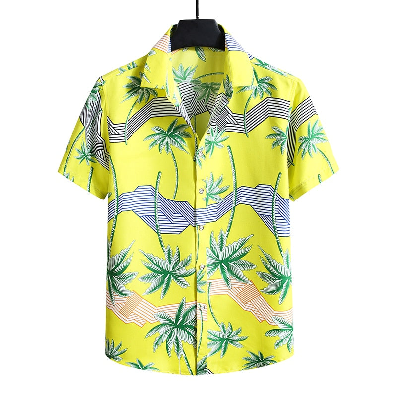 Men'S Blouse Fashions Summer Clothes Shirts Short Sleeves OverSize Hawaiian Beach Casual Floral Print For Man