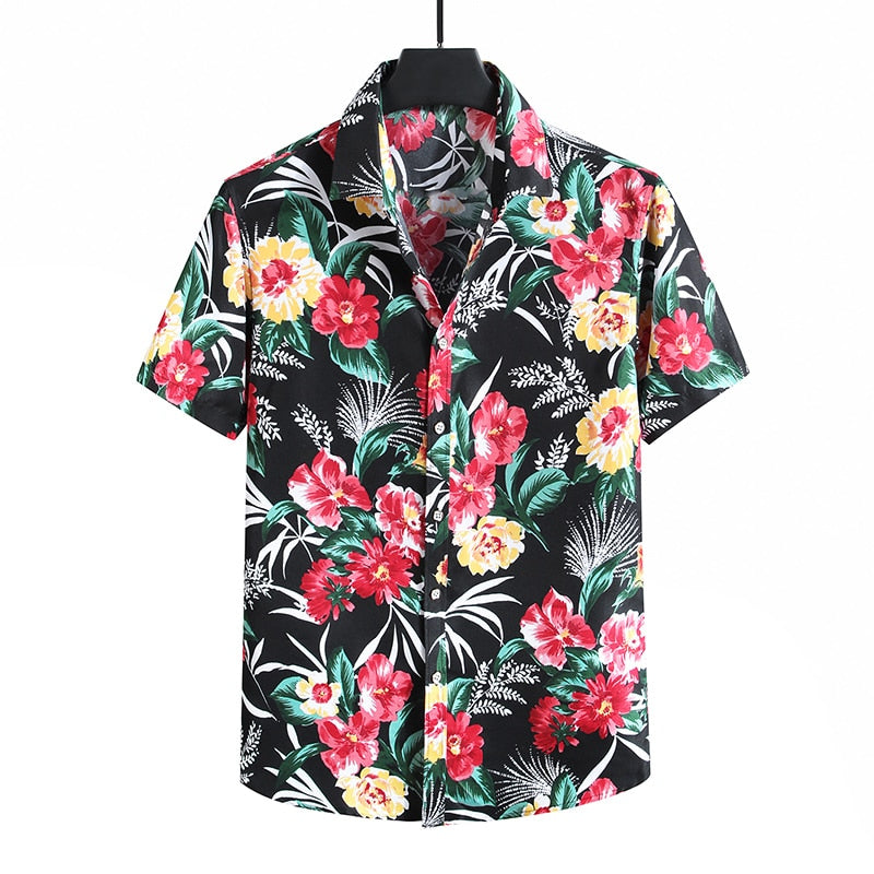 Men'S Blouse Fashions Summer Clothes Shirts Short Sleeves OverSize Hawaiian Beach Casual Floral Print For Man C306 12