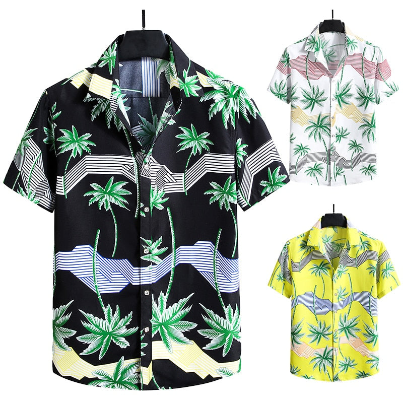 Men'S Blouse Fashions Summer Clothes Shirts Short Sleeves OverSize Hawaiian Beach Casual Floral Print For Man