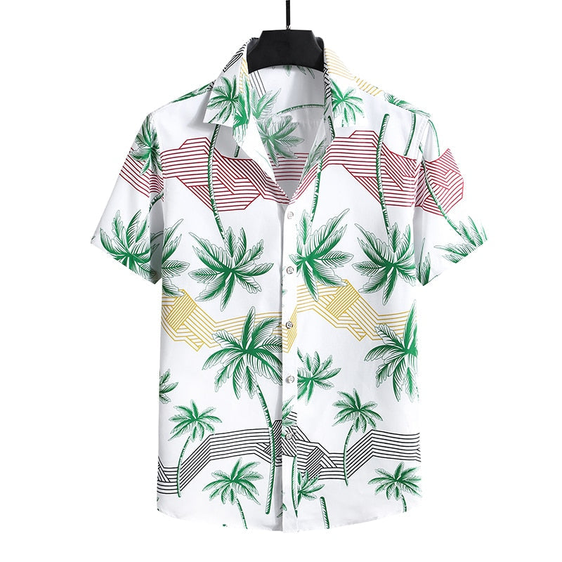 Men'S Blouse Fashions Summer Clothes Shirts Short Sleeves OverSize Hawaiian Beach Casual Floral Print For Man