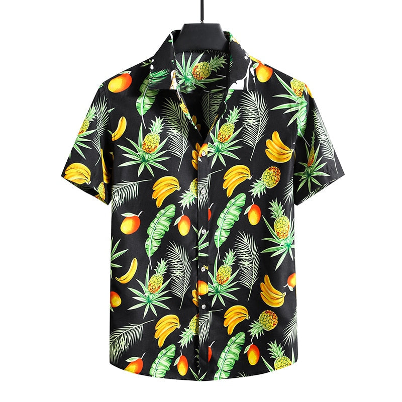 Men'S Blouse Fashions Summer Clothes Shirts Short Sleeves OverSize Hawaiian Beach Casual Floral Print For Man C302 19